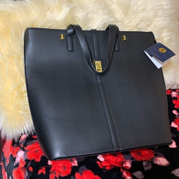 Adrienne Vittadini Modern Edge Black Handbag" - Picture 3 of 8